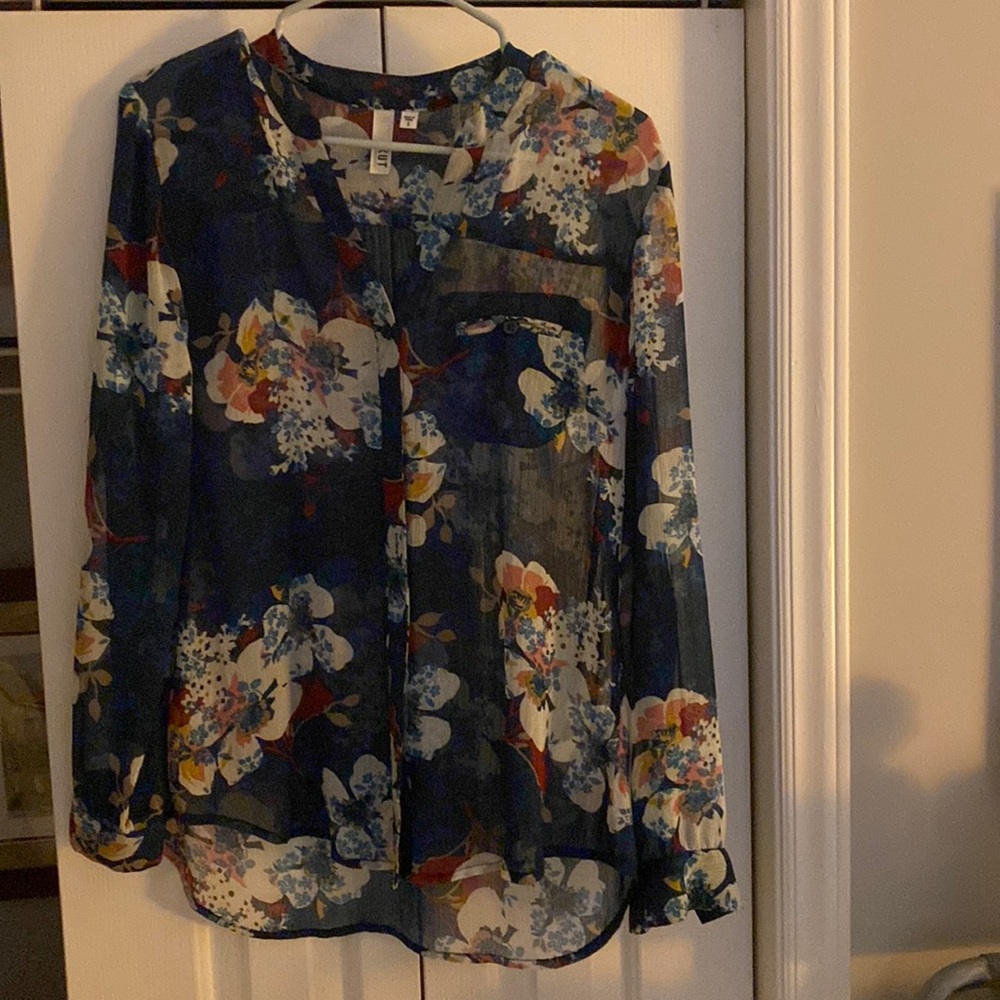 Beautiful sheer blue flower print top from KUT. Size S. Great for work or play.